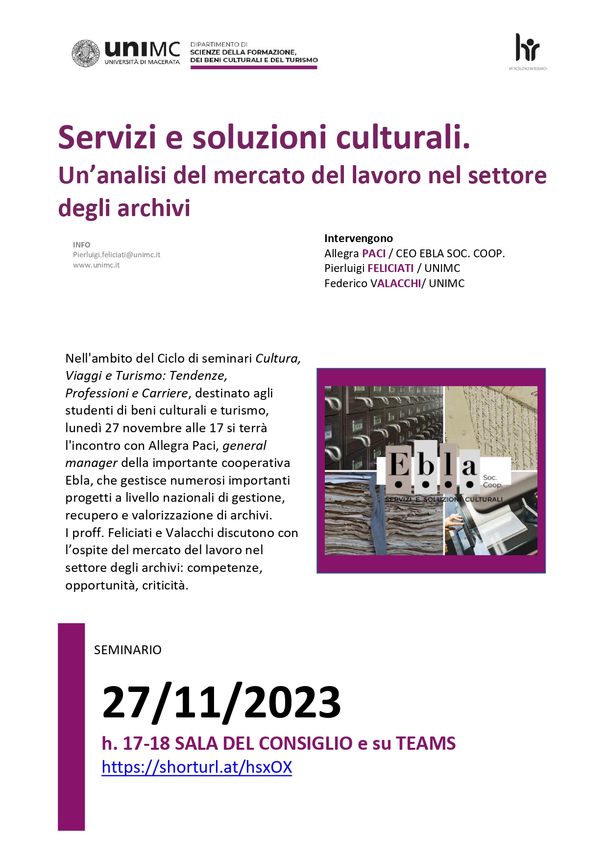 Seminario "Servizi e soluzioni culturali"