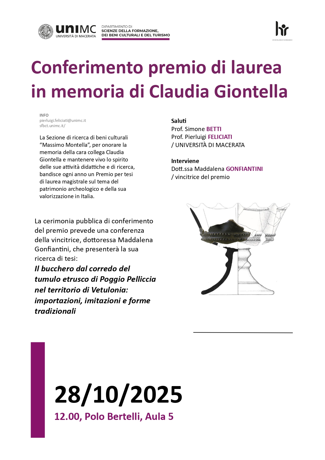 Conferimento premio di laurea in memoria di Claudia Giontella
