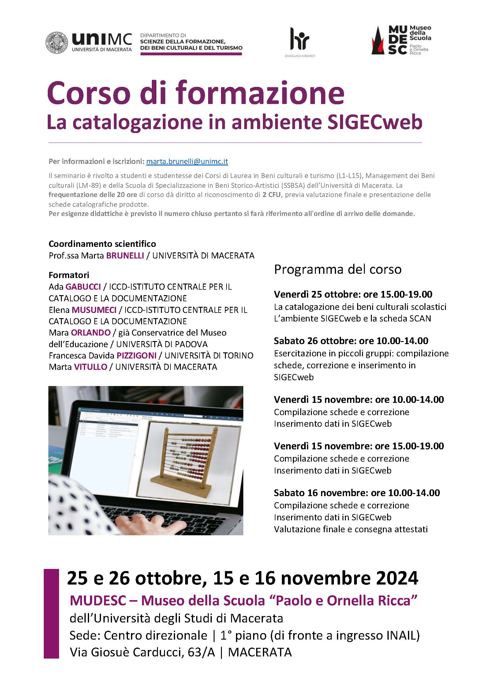 Corso di formazione: la catalogazione in ambiente SigecWEB