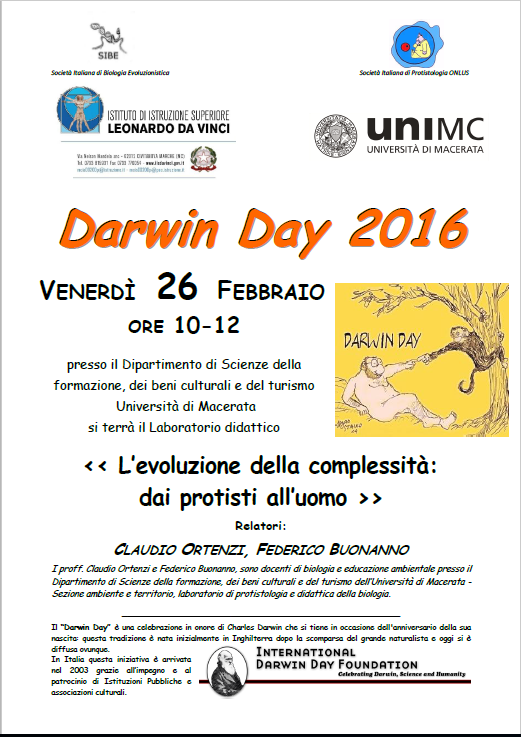 DARWIN DAY 2016 - "L’evoluzione della complessità: dai protisti all’uomo"