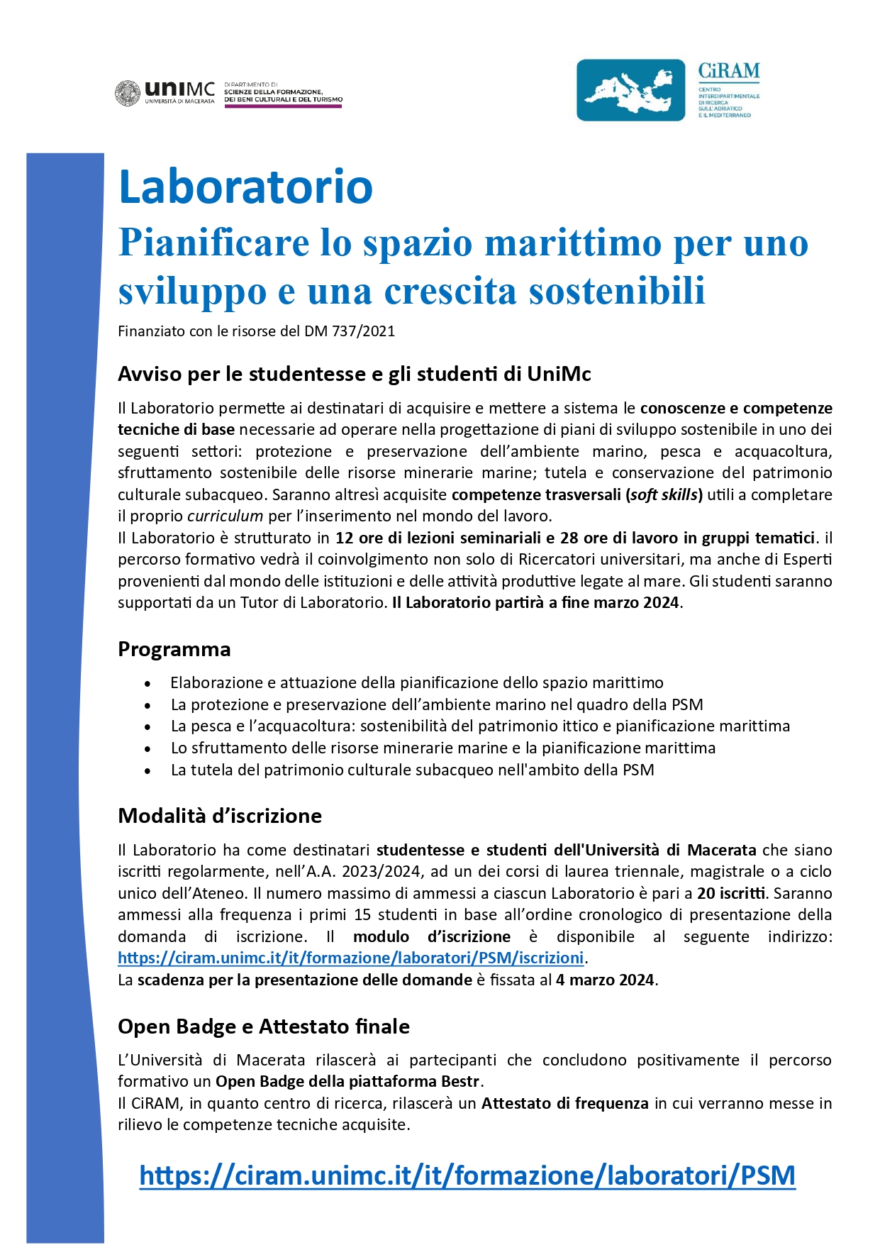 Laboratorio "Pianificare lo spazio marittimo"