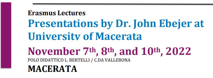 Erasmus LecturesPresentations by Dr. John Ebejer atUniversity of Macerata